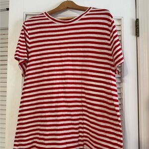 LOFT Red and White Striped T-Shirt